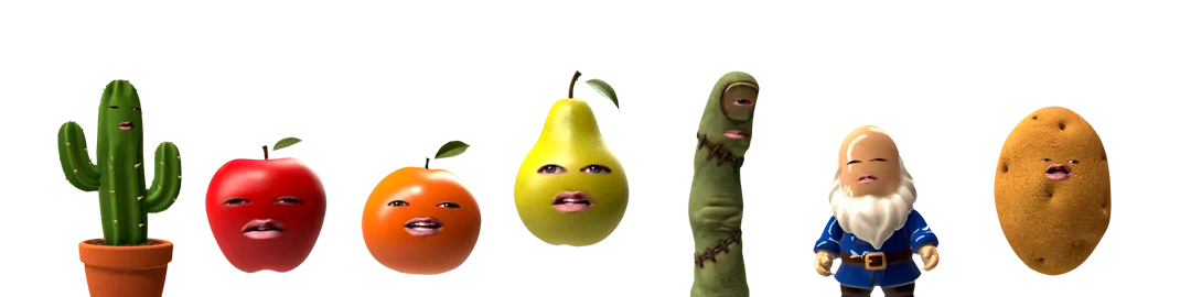 A lineup of expressive NutCap object characters coming to life